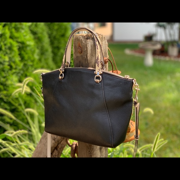 Coach black pebble leather & snakeskin Prairie satchel w/crossbody strap - Picture 8 of 16